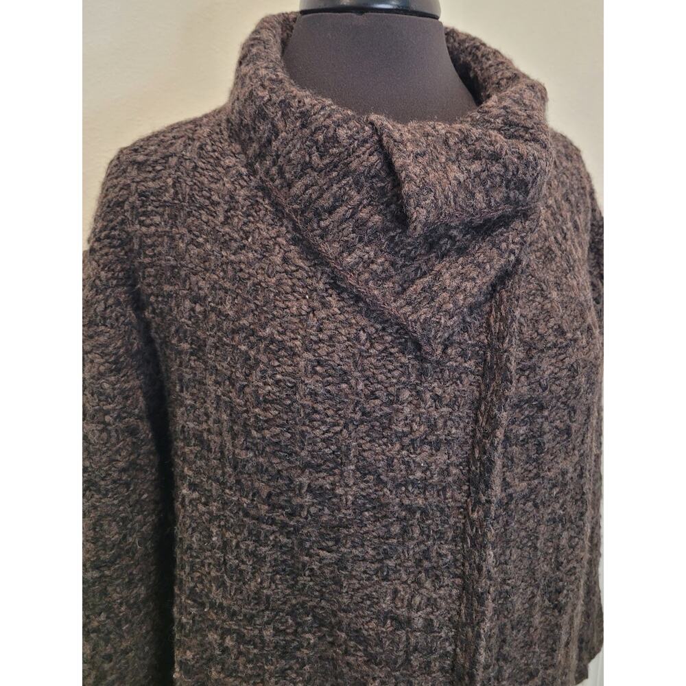 Eileen Fisher Wool Alpaca Cardigan Brown M Longline Minimal Luxe Cozy